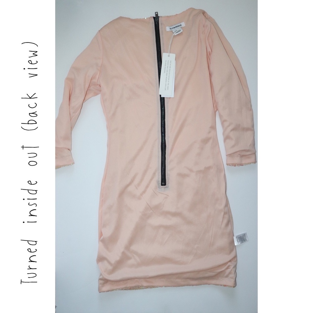 Nasty Gal Glamorous Peach Metallic Iridescent Sequin Dress - Picture 5 of 14